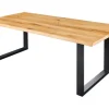 Massiver Esstisch WILD OAK 200cm natur schwarz Wildeiche Baumkante Metall U-Gestell