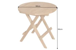 Massiver Gartenbeistelltisch EMPIRE TEAK 50cm natur Teakholz klappbar rund Outdoor