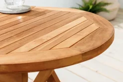 Massiver Gartenbeistelltisch EMPIRE TEAK 50cm natur Teakholz klappbar rund Outdoor