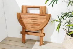 Massiver Gartenbeistelltisch EMPIRE TEAK 50cm natur Teakholz klappbar rund Outdoor
