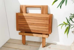 Massiver Gartenbeistelltisch EMPIRE TEAK 50cm natur Teakholz klappbar