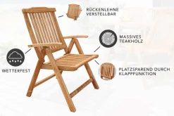 Massiver Gartenstuhl EMPIRE TEAK Teakholz klappbar