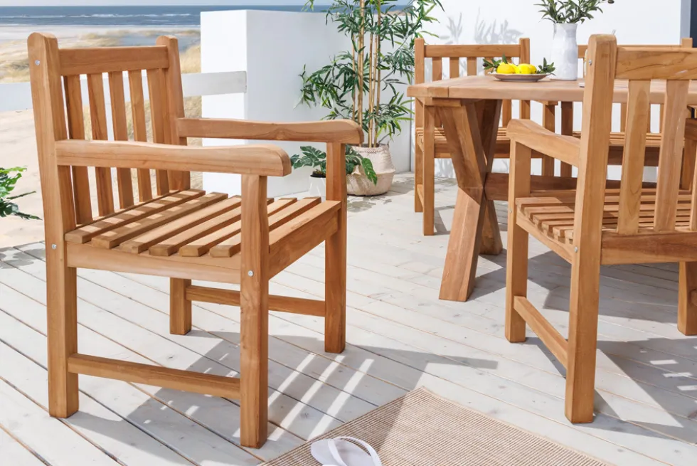 Massiver Gartenstuhl EMPIRE TEAK natur Teakholz Outdoor