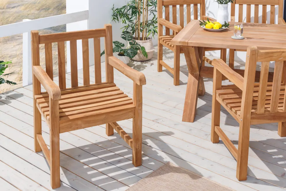 Massiver Gartenstuhl EMPIRE TEAK natur Teakholz Outdoor