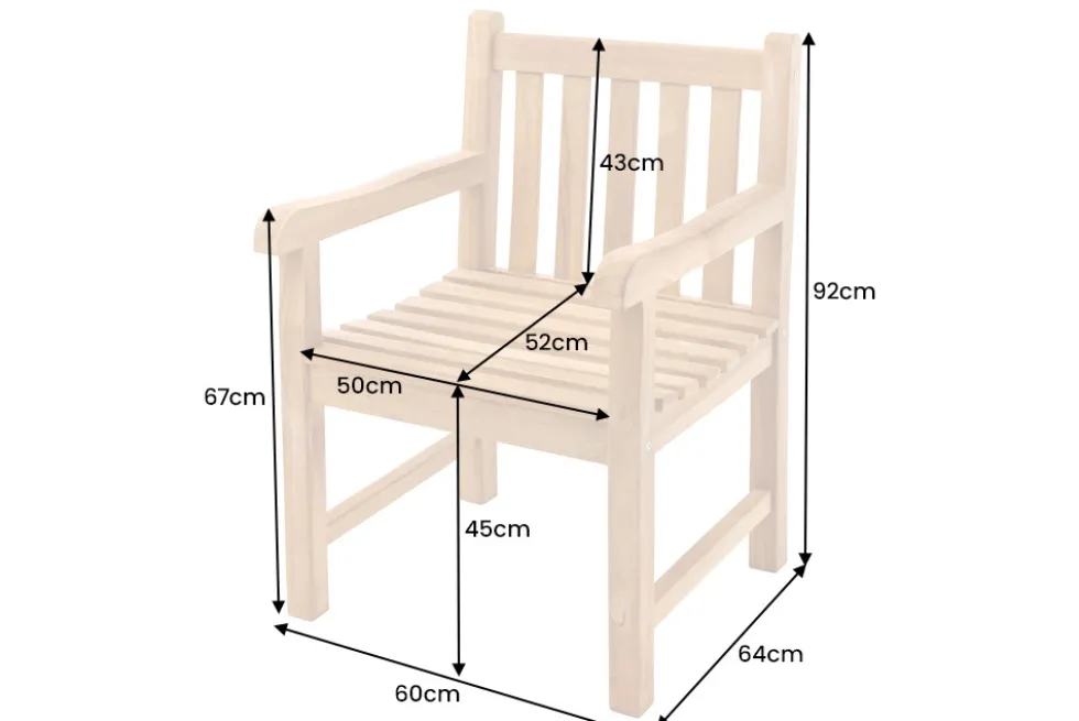 Massiver Gartenstuhl EMPIRE TEAK natur Teakholz Outdoor