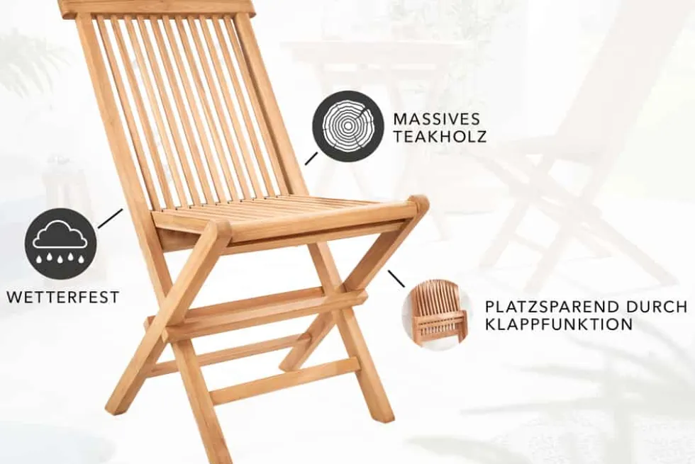 Massiver Gartenstuhl EMPIRE TEAK Teakholz klappbar Hochlehner wetterfest