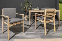 Massiver Gartenstuhl KOPENHAGEN natur Akazienholz anthrazit In- und Outdoor inkl. Kissen