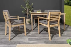 Massiver Gartenstuhl KOPENHAGEN natur Akazienholz anthrazit In- und Outdoor inkl. Kissen