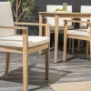 Massiver Gartenstuhl KOPENHAGEN natur Akazienholz beige Outdoor inkl. Kissen