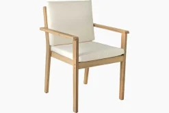 Massiver Gartenstuhl KOPENHAGEN natur Akazienholz beige Outdoor inkl. Kissen