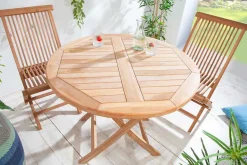 Massiver Gartentisch EMPIRE TEAK 90cm Teakholz rund klappbar Balkontisch Outdoor