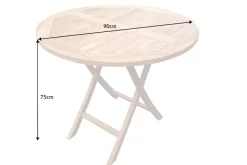 Massiver Gartentisch EMPIRE TEAK 90cm Teakholz rund klappbar Balkontisch Outdoor