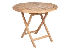 Massiver Gartentisch EMPIRE TEAK 90cm Teakholz rund klappbar Balkontisch Outdoor