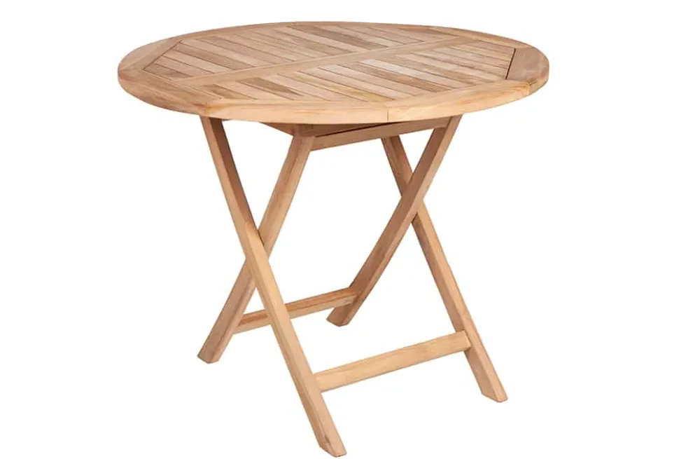 Massiver Gartentisch EMPIRE TEAK 90cm Teakholz rund klappbar Balkontisch Outdoor