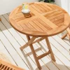Massiver Gartentisch EMPIRE TEAK 70cm natur Teakholz rund klappbar Balkontisch Outdoor