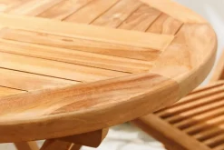 Massiver Gartentisch EMPIRE TEAK 70cm natur Teakholz rund klappbar Balkontisch Outdoor
