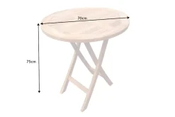 Massiver Gartentisch EMPIRE TEAK 70cm natur Teakholz rund klappbar Balkontisch Outdoor