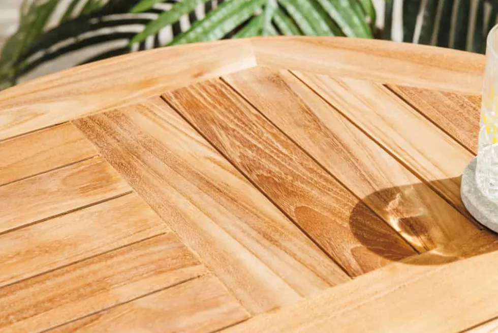 Massiver Gartentisch EMPIRE TEAK 70cm natur Teakholz rund klappbar Balkontisch Outdoor