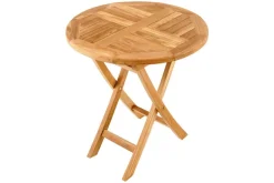 Massiver Gartentisch EMPIRE TEAK 70cm natur Teakholz rund klappbar Balkontisch Outdoor