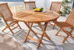 Massiver Gartentisch EMPIRE TEAK 100cm natur Teakholz rund klappbar Outdoor Balkontisch