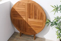 Massiver Gartentisch EMPIRE TEAK 100cm natur Teakholz rund klappbar Outdoor Balkontisch