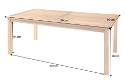 Massiver Gartentisch EMPIRE TEAK 180cm natur Teakholz