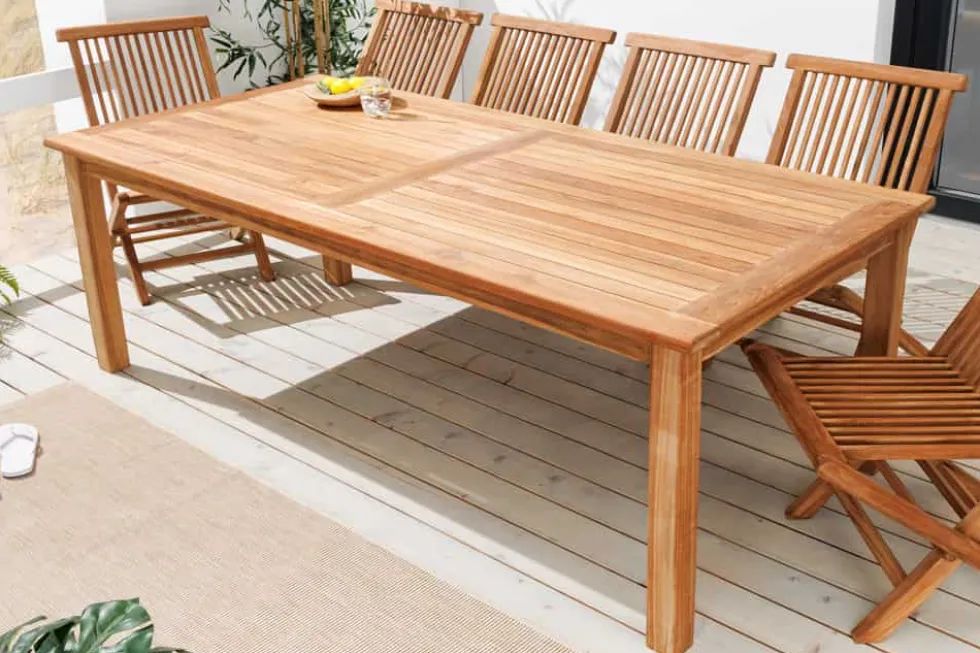 Massiver Gartentisch EMPIRE TEAK 180cm natur Teakholz