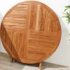 Massiver Gartentisch EMPIRE TEAK 120cm natur Teakholz rund klappbar Outdoor Balkontisch