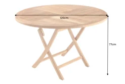 Massiver Gartentisch EMPIRE TEAK 120cm natur Teakholz rund klappbar Outdoor Balkontisch