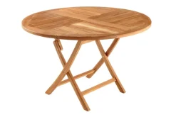 Massiver Gartentisch EMPIRE TEAK 120cm natur Teakholz rund klappbar Outdoor Balkontisch