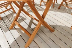 Massiver Gartentisch EMPIRE TEAK 120cm natur Teakholz rund klappbar Outdoor Balkontisch