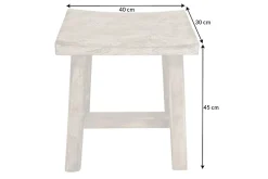 Massiver Hocker FINCA 45cm beige Mangoholz Handarbeit Boho Shabby Chic