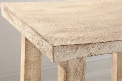 Massiver Hocker FINCA 45cm beige Mangoholz Handarbeit Boho Shabby Chic