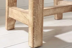 Massiver Hocker FINCA 45cm beige Mangoholz Handarbeit Boho Shabby Chic