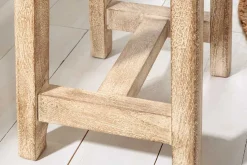 Massiver Hocker FINCA 45cm beige Mangoholz Handarbeit Boho Shabby Chic