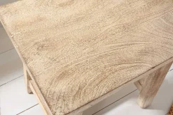 Massiver Hocker FINCA 45cm beige Mangoholz Handarbeit Boho Shabby Chic
