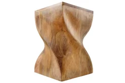 Massiver Hocker TWIST 45cm natur Mangoholz handmade Beistelltisch