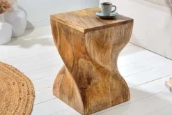 Massiver Hocker TWIST 45cm natur Mangoholz handmade Beistelltisch