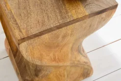 Massiver Hocker TWIST 45cm natur Mangoholz handmade Beistelltisch