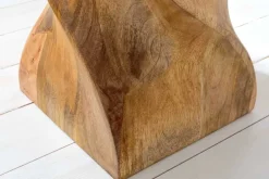 Massiver Hocker TWIST 45cm natur Mangoholz handmade Beistelltisch