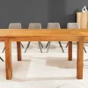Massiver Holz Esstisch PURE 120-200cm natur honey finish Akazie mit Ansteckplatten