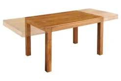 Massiver Holz Esstisch PURE 120-200cm natur honey finish Akazie mit Ansteckplatten