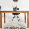 Massiver Holz Esstisch PURE 120-200cm braun Sheesham stone finish mit Ansteckplatten