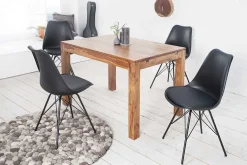 Massiver Holz Esstisch PURE 120-200cm braun Sheesham stone finish mit Ansteckplatten