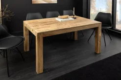 Massiver Holz Esstisch PURE 120-200cm natur Mangoholz mit Ansteckplatten