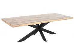 Massiver Industrial Esstisch GALAXIE 240cm natur Mangoholz schwarz Sterngestell