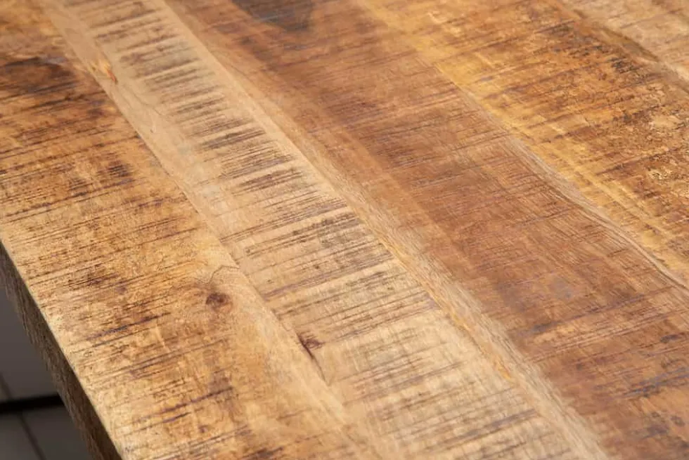 Massiver Industrial Esstisch GALAXIE 240cm natur Mangoholz schwarz Sterngestell