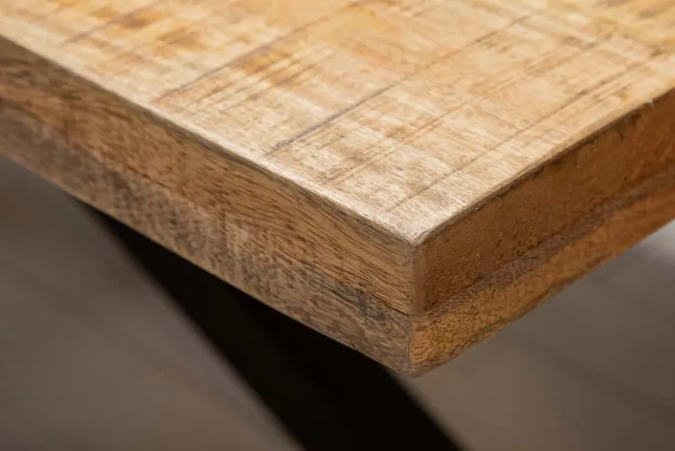 Massiver Industrial Esstisch GALAXIE 200cm Mangoholz sternenförmiges Gestell