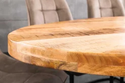 Massiver Industrial Esstisch GALAXIE 240cm natur Mangoholz oval Sterngestell