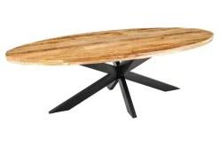 Massiver Industrial Esstisch GALAXIE 240cm natur Mangoholz oval Sterngestell